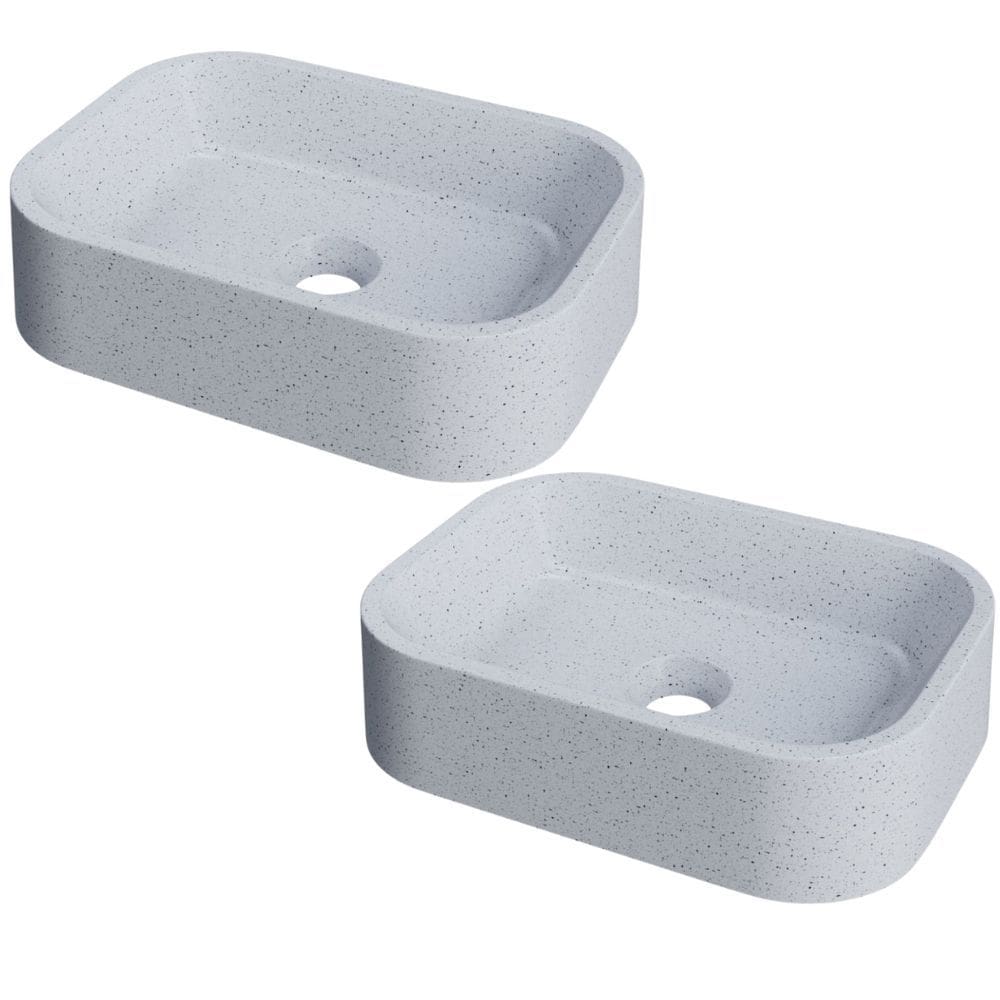 Kit 02 Cubas de Apoio Retangular Para Banheiro Lavabo C01 BR37W Branco Granit Matte  - Lyam