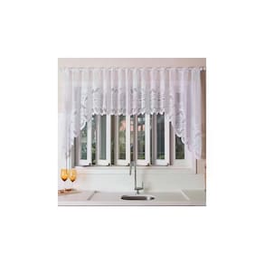 Cortina para Cozinha Interlar 300x100 cm Renda Cascata Arabesco Branco