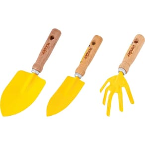Kit Para Jardim 3 peças Amarelo Cabo Madeira Vonder