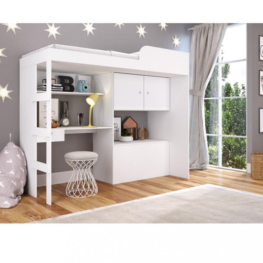 Cama Infantil Alta Multifuncional Baú Lion Art in Moveis