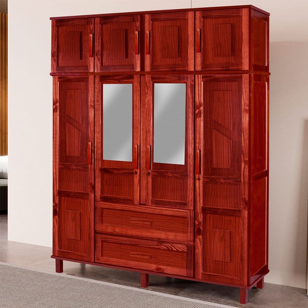Guarda-Roupa Casal Campo Grande 8 Portas 2 Gavetas com Espelho Marrom - Rodmoveis