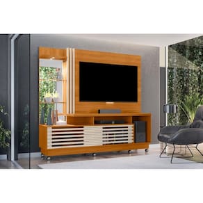 Painel Frizz Plus para TV de até 60 polegadas (COM RODÍZIOS) - Cinamomo / Off White - Madetec