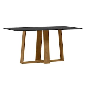 Mesa de Jantar Rubi 160x90 cm com Vidro Ype Damasco Preto - New Ceval