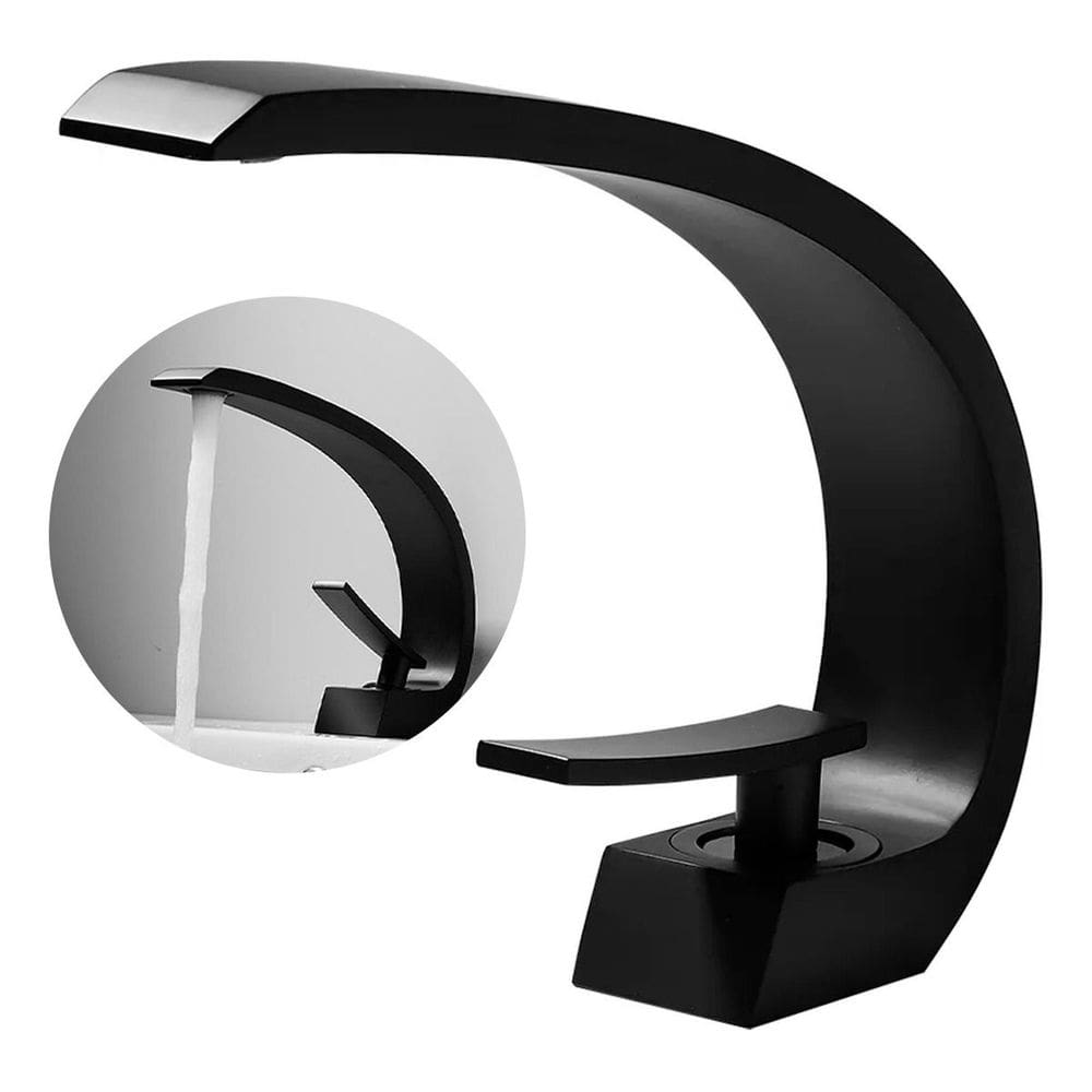 Torneira Banheiro Monocomando Cascata Misturador Preta Brinovar