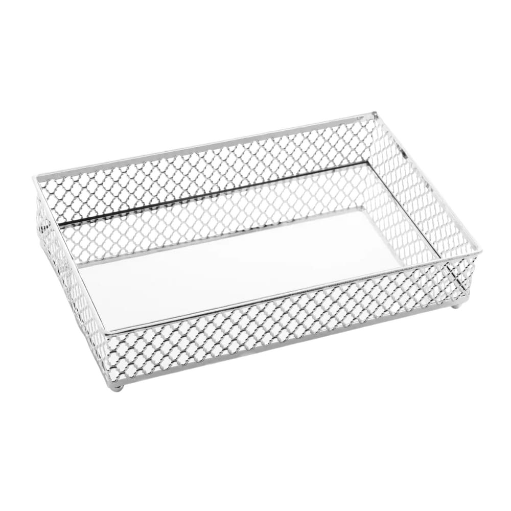 Bandeja Espelhada Retangular Em Metal Barcelona 21x13cm Lyor Dourado