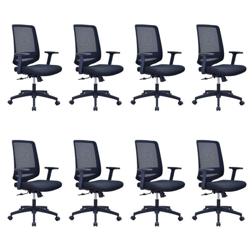 Kit 8 Cadeiras para Escritório Diretor Giratória Shanghai com Nr17 Preto