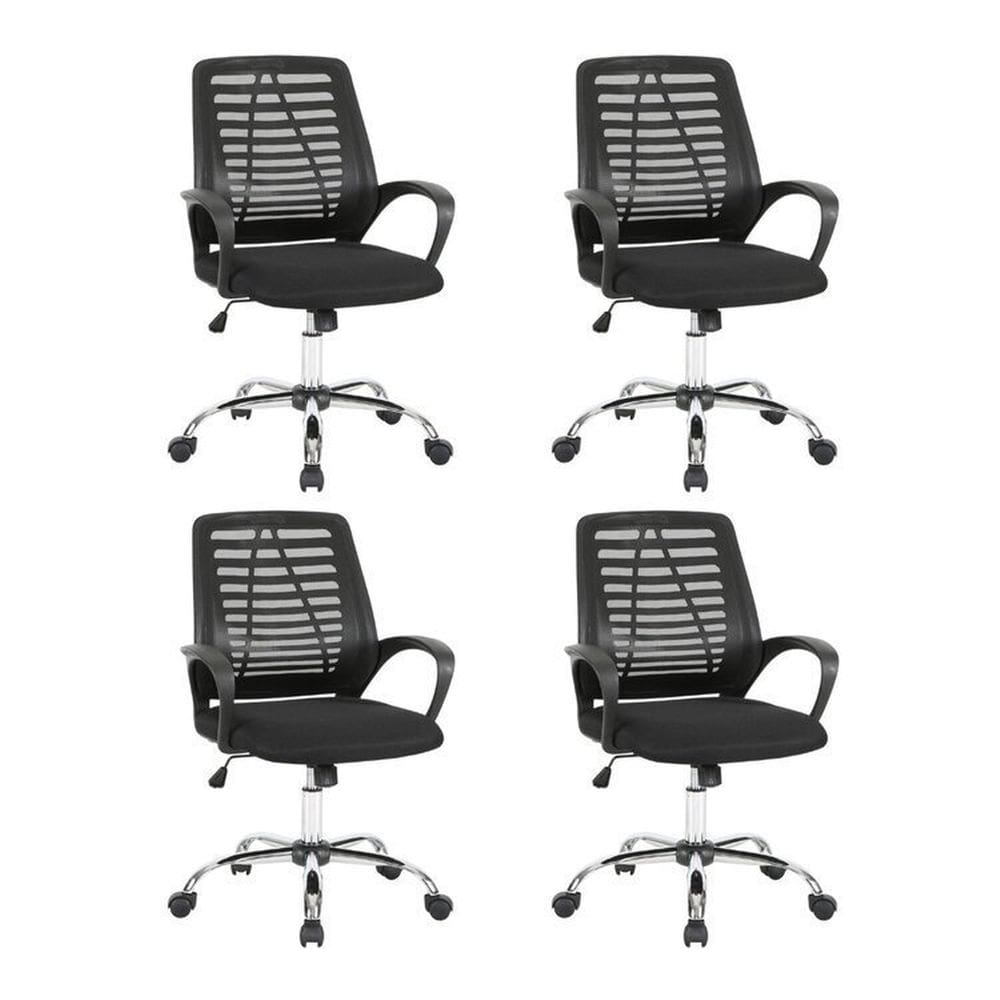 Kit 4 Cadeiras para Escritório Diretor Tela Mesh Toronto Preto