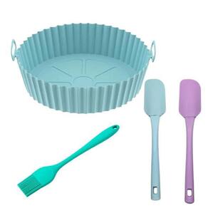 Kit Forma E Espátula Silicone Reutilizavel Airfryer Completo