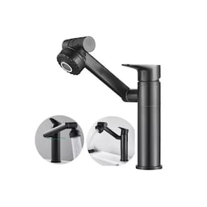 Torneira Lavabo Banheiro Monocomando Luxo 360 Rotativa Preta
