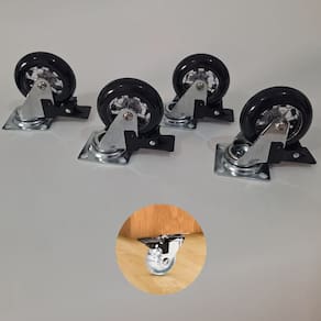 Rodízio de Silicone Fumê Giratório C/ Trava 75mm Hardt 4 Unidades