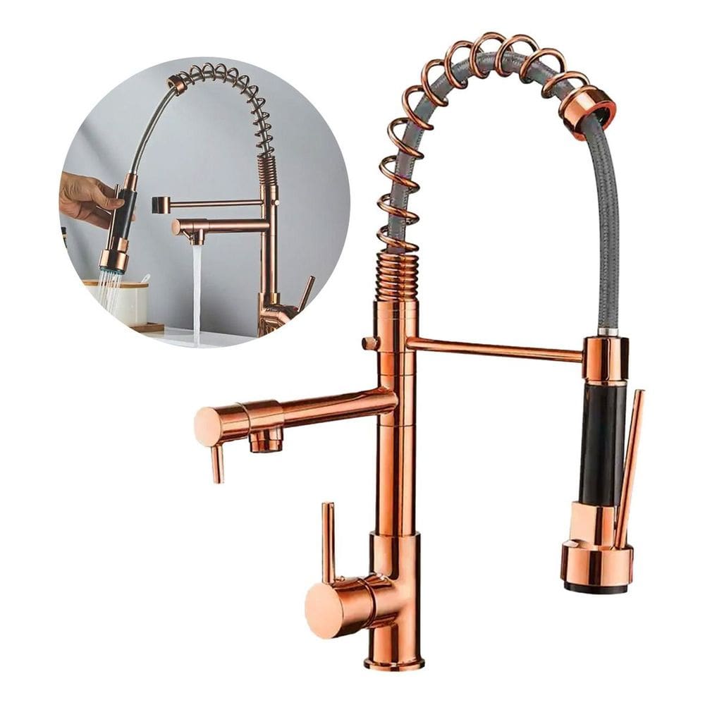 Torneira Gourmet De Cozinha Monocomando Aço Inox 2 Saídas Rose Brinovar