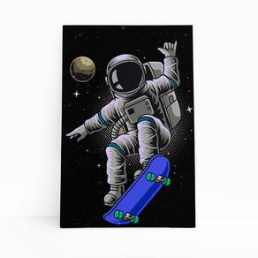 Astronauta De Skate Universo Planeta Quadro Canvas 60X40Cm