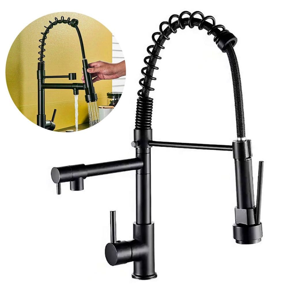 Torneira Gourmet De Cozinha Monocomando Aço Inox 2 Saídas Preta Brinovar