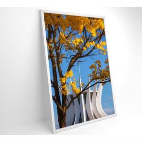 Quadro Ipê Amarelo Catedral Ao Fundo Medidas 60x90 Cm Tipo De Impressão Tecido Canvas
