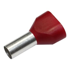 Kit 50Pç Terminal Elétrico Ilhós Tubular Duplo 10Mm Vermelho