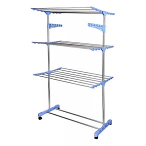 Varal De Chão Roupa Inox 3 Três Andares Retrátil Cor Azul