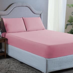 Jogo de Cama Queen 3 pç Lençol + Fronhas 400 Fios Rosê