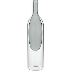 Vaso Decorativo Enfeite Casa Garrafa Vidro 29x7x7cm Cinza