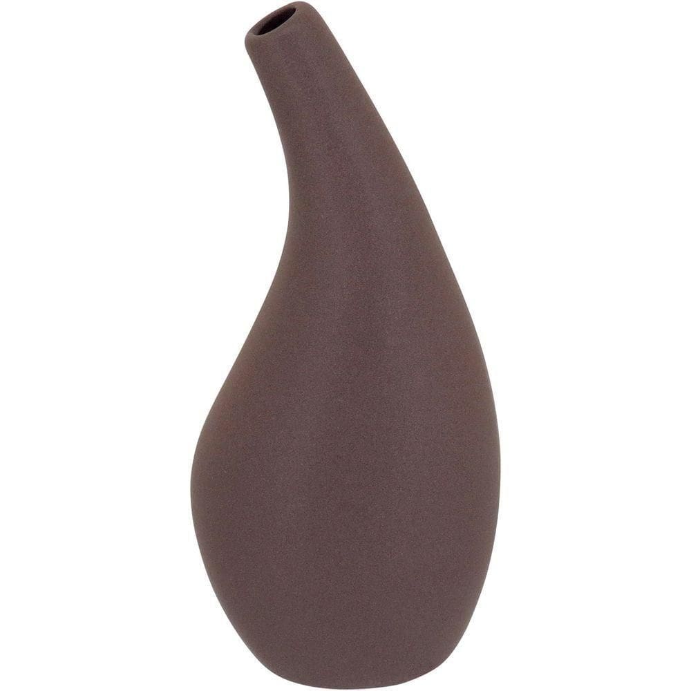 Vaso Decorativo Enfeite Casa Cerâmica 18x9x9cm Marrom