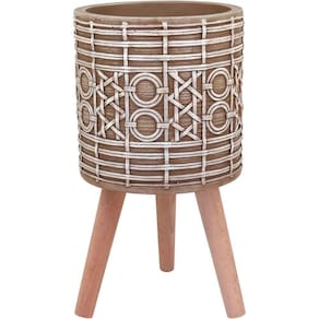 Cachepô Resina Vaso Decorativo Enfeite Casa Planta 54x30x30cm Bege