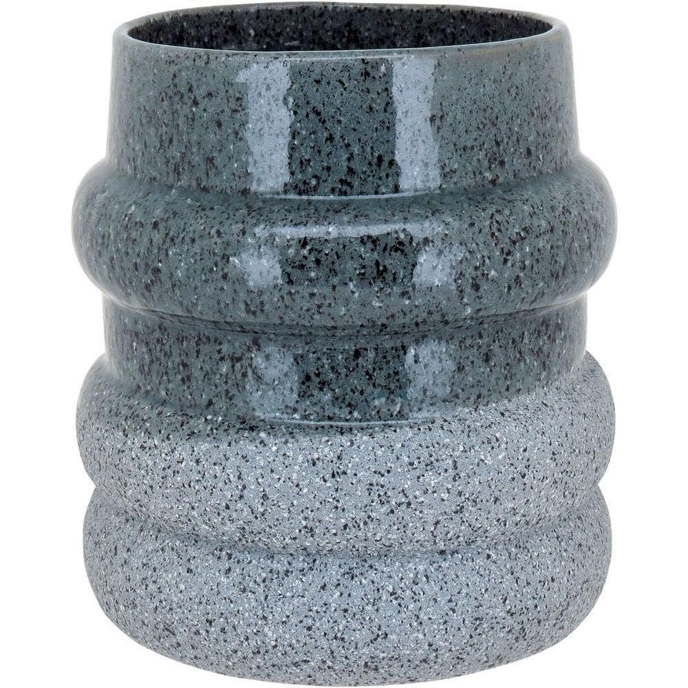 Vaso Decorativo Enfeite Casa Cerâmica 19x18x18cm Cinza