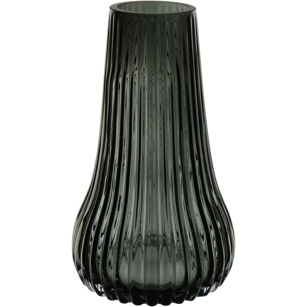 Vaso Decorativo Enfeite Casa Redondo Home&co Vidro 28x17x17cm Fume