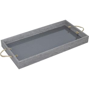 Bandeja Decorativa Para Servir Home&co Retangular Mdf 20x40x4cm Cinza