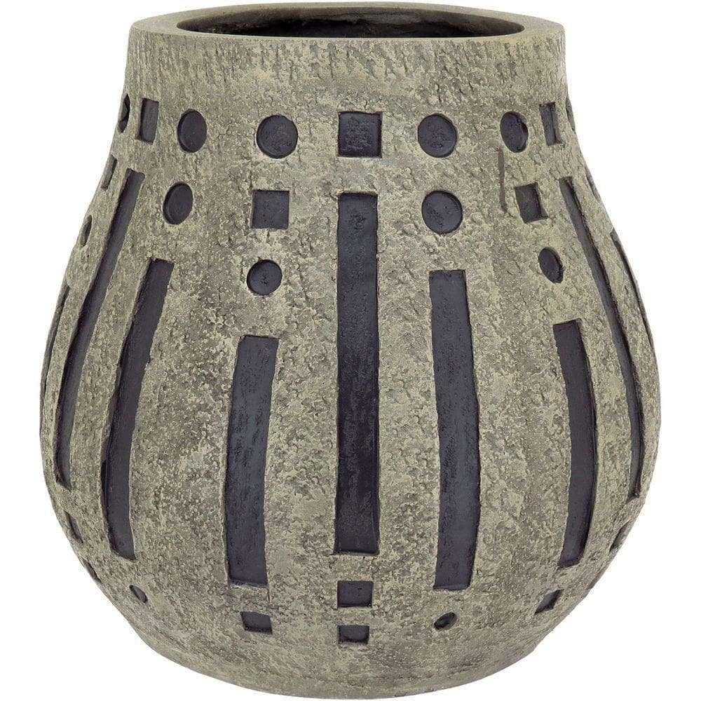 Vaso Decorativo Enfeite Casa Resina 34x30x30cm Cinza