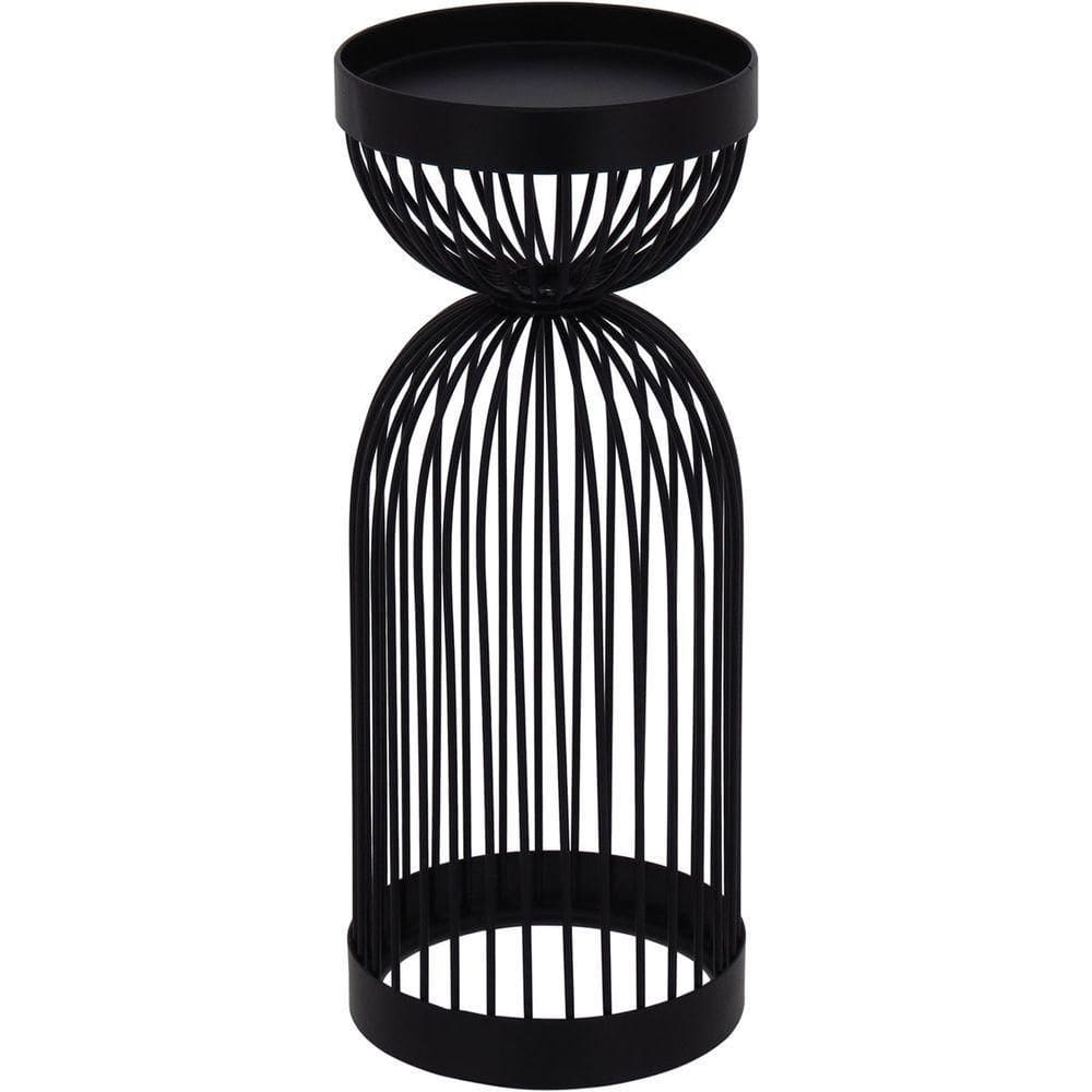 Castiçal Porta Vela Metal 26x10x10cm Preto