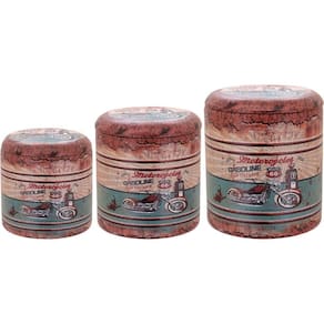 Jogo 3 Peças Banqueta Banco Gardem Jardim Mdf Colorido