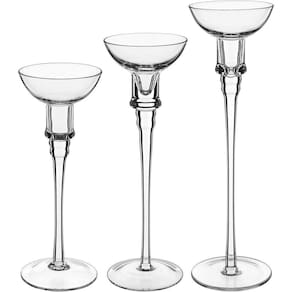 Jogo 3 Peças Castiçal Home&co Eco Crystal Transparente Porta Vela