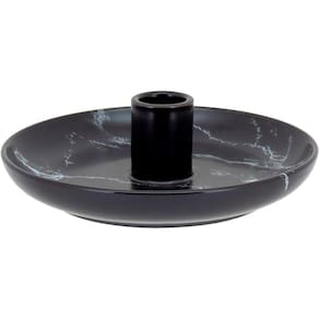 Castiçal Porta Velas Cerâmica 5x15x15cm Preto
