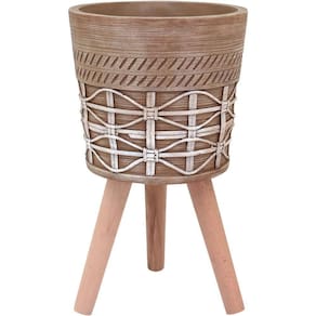 Cachepô Vaso Dcorativo Enfeite Casa Planta Resina 52x31x31cm Bege