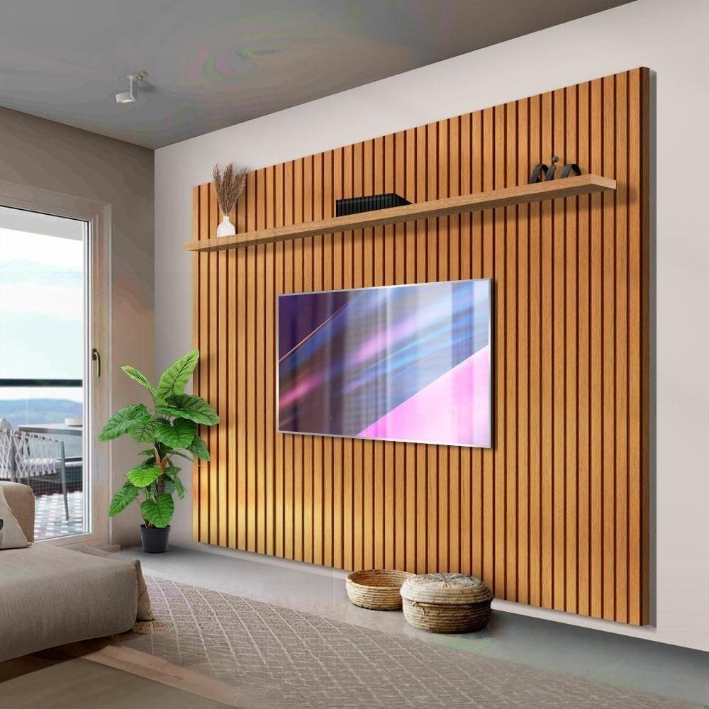 Painel Ripado Grande Tv Até 75 Polegadas 2.2 Nature Veridian Jm Móveis