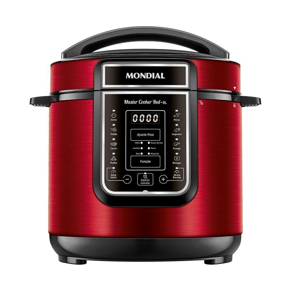 Panela de Pressão Elétrica Digital 6L Mondial Vermelho/Inox PE-60-6L-RI 127V/60HZ
