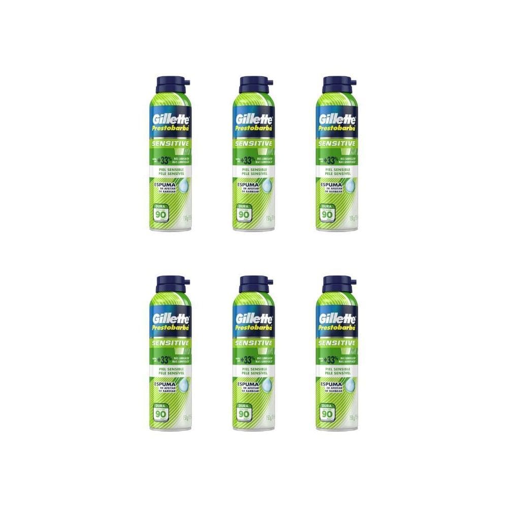 Espuma De Barbear Gillette Prestobarba 150G Sensivel-Kit 6Un