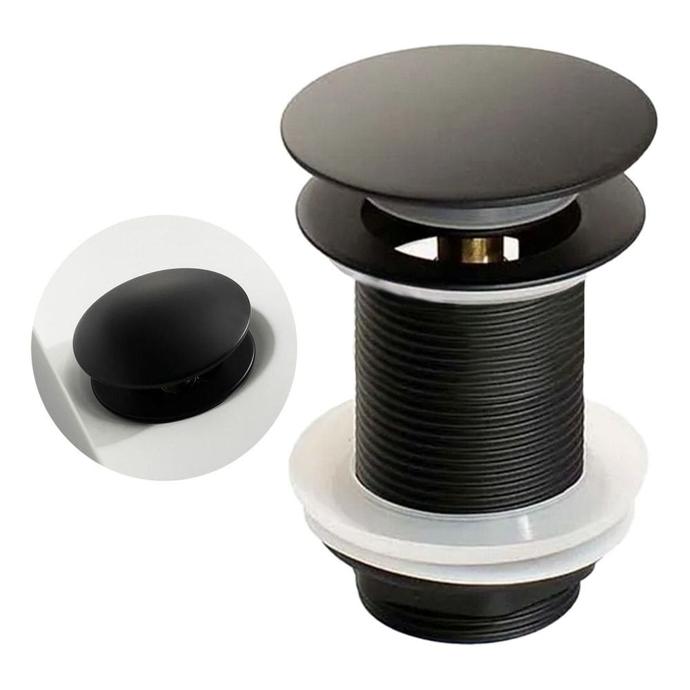 Válvula Click Luxo Inox Preta Cuba Banheiro 7/8 Brinovar