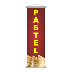 Banner Pastel Frito Banca Comida Lona Serviço 100X30Cm