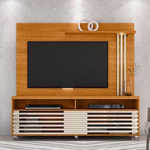 Estante Home Theater Ambiente Frizz Cinamomo Off White – Madetec