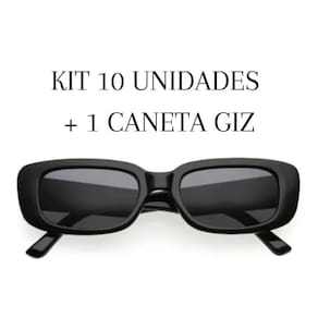 Kit 10 Óculos De Sol Retrô Formatura Preto + Caneta Giz Liq