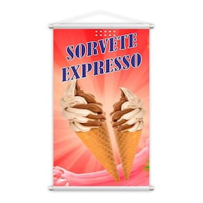 Banner Sorvete Expresso Soft Casquinha Sorveteria 80X50Cm