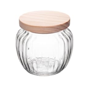 Porta Mantimento De Vidro Com Tampa De Pinus 600Ml Wolff