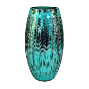 Vaso De Vidro Azul Metálico