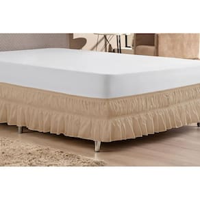 Saia Pra Cama Box Casal Queen Duplo Elástico - Avelã