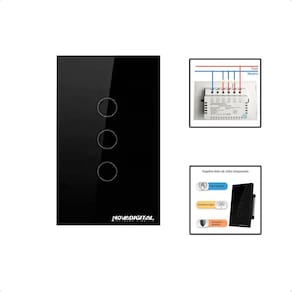 Interruptor Zigbee Touch 3 Botões Inteligente 4X2 - Preto
