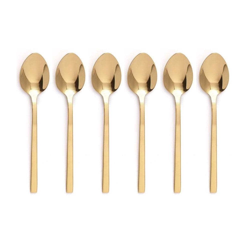 Jogo 6Un Colher Chá Sobremesa Inox Dourado Luxe Gold Mesa