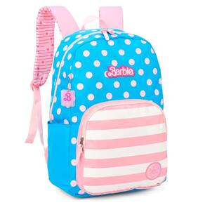 Mochila De Costas Barbie Azul E Rosa Bolinhas - Luxcel