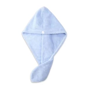 Touca Banho Turbante  Cabelo Microfibra Anti Frizz Azul Premium