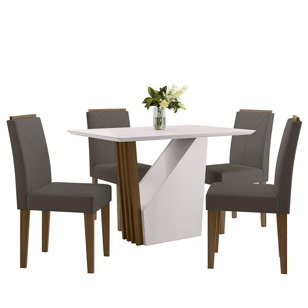 Mesa de Jantar Veneza 120x80 com 4 Cadeiras Amanda - New Ceval