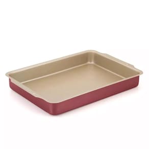 Assadeira Retangular Antiaderente Teflon Bege com Cereja Nº 03 39x26cm